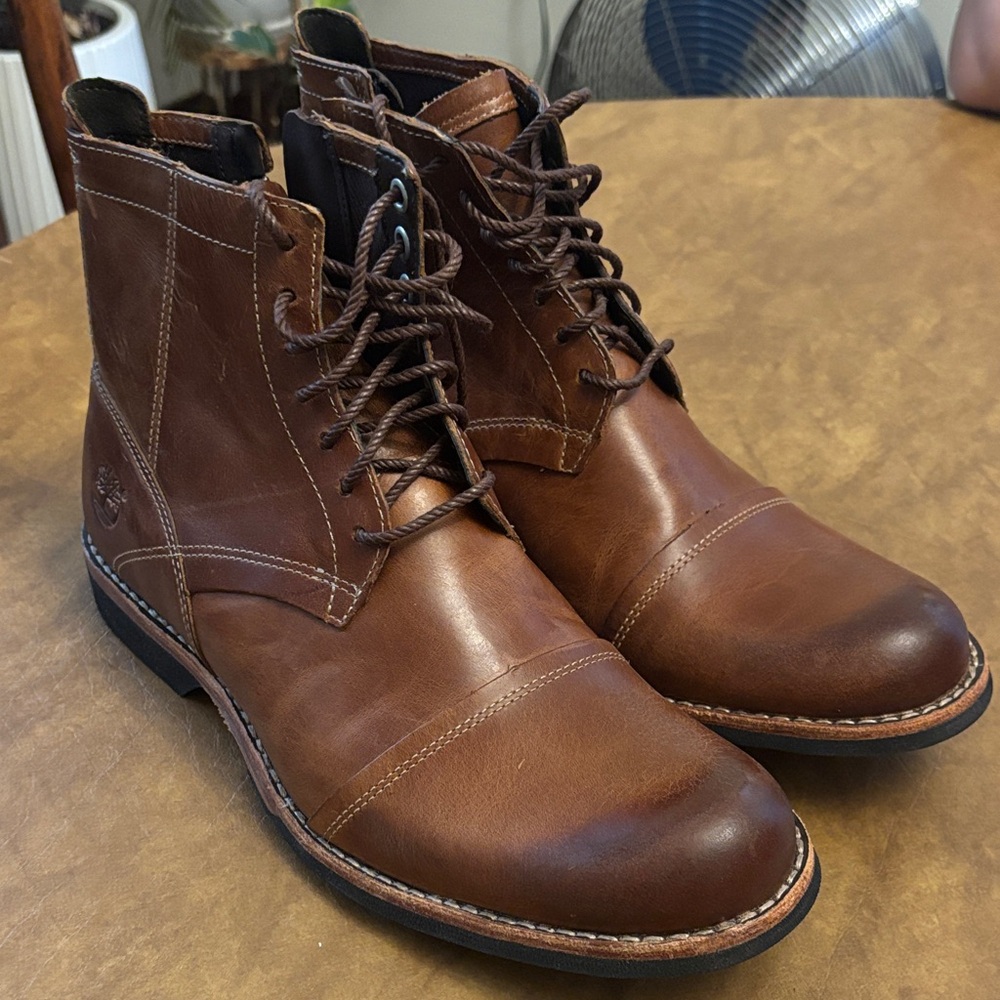 Timberland Men's Dark Brown Leather Lace-Up Boots
